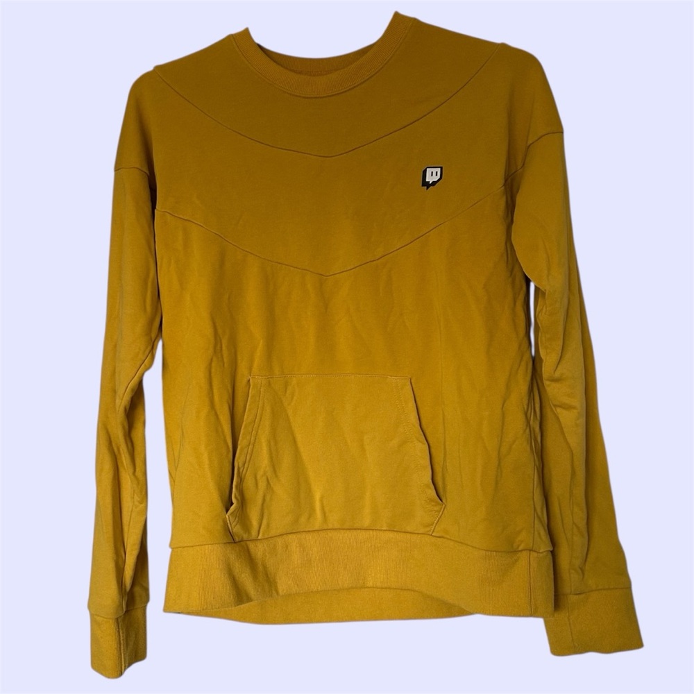 Twitch Streaming Mustard Yellow Sweatshirt with Pocket, Size L